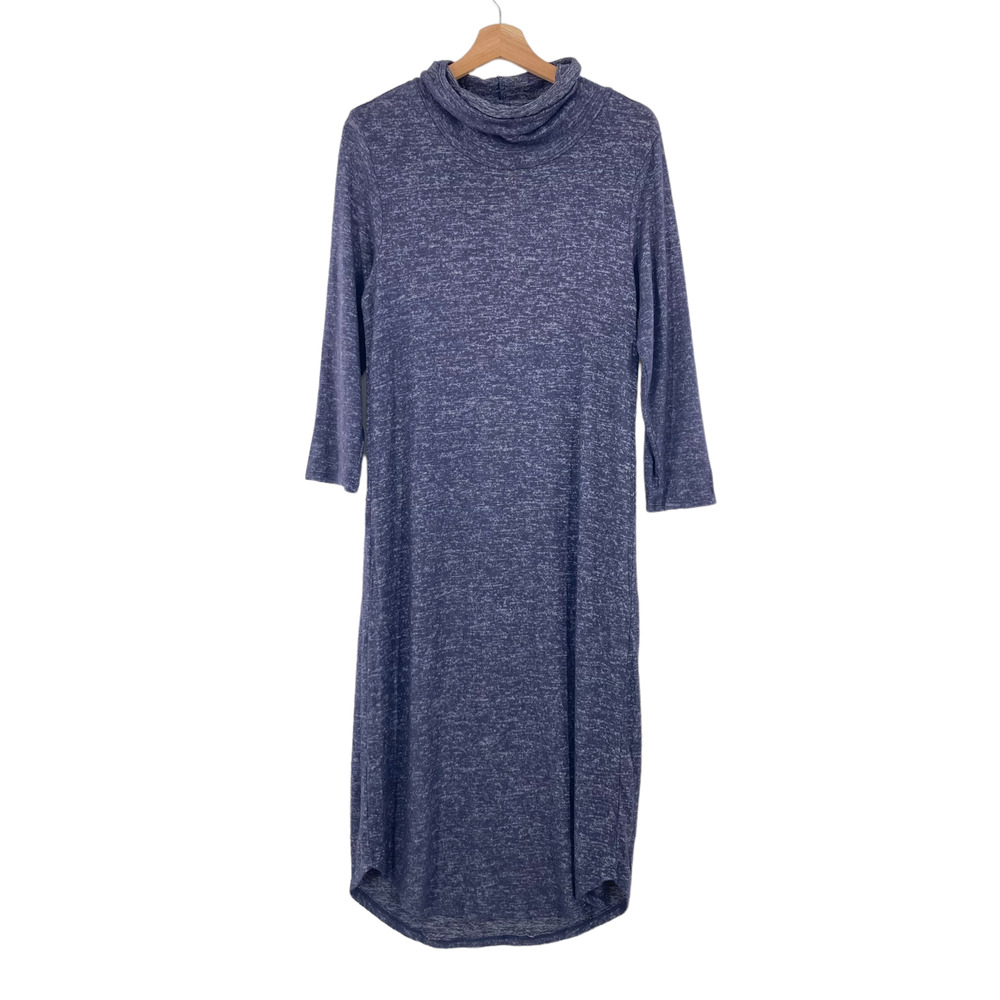 Bobeau Midi Dress Jersey Knit Long Sleeve Cowl Marl Blue Nordstrom
